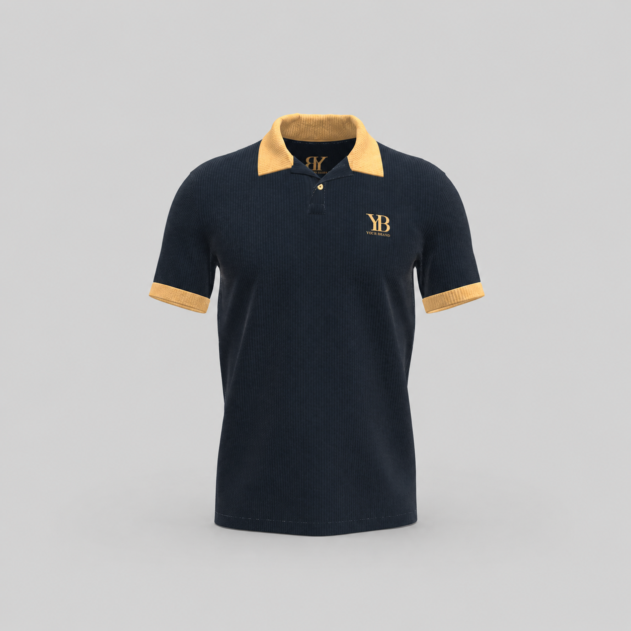 Navy Gold Premium Polo T-Shirt Mockup